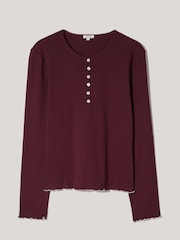 Jigsaw Natural Pointelle Henley 100% Cotton Top - Image 6 of 6