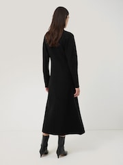 Jigsaw Black Boiled Wool Blend Disc Dress - Image 2 of 6