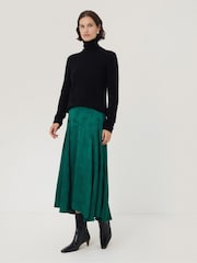 Jigsaw Green Floral Jacquard Midi Skirt - Image 3 of 6