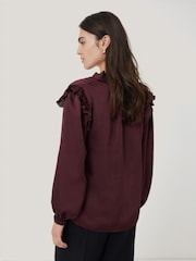 Jigsaw Natural Satin Ruffle Top - Image 2 of 8