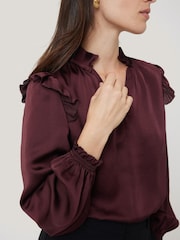 Jigsaw Natural Satin Ruffle Top - Image 5 of 8