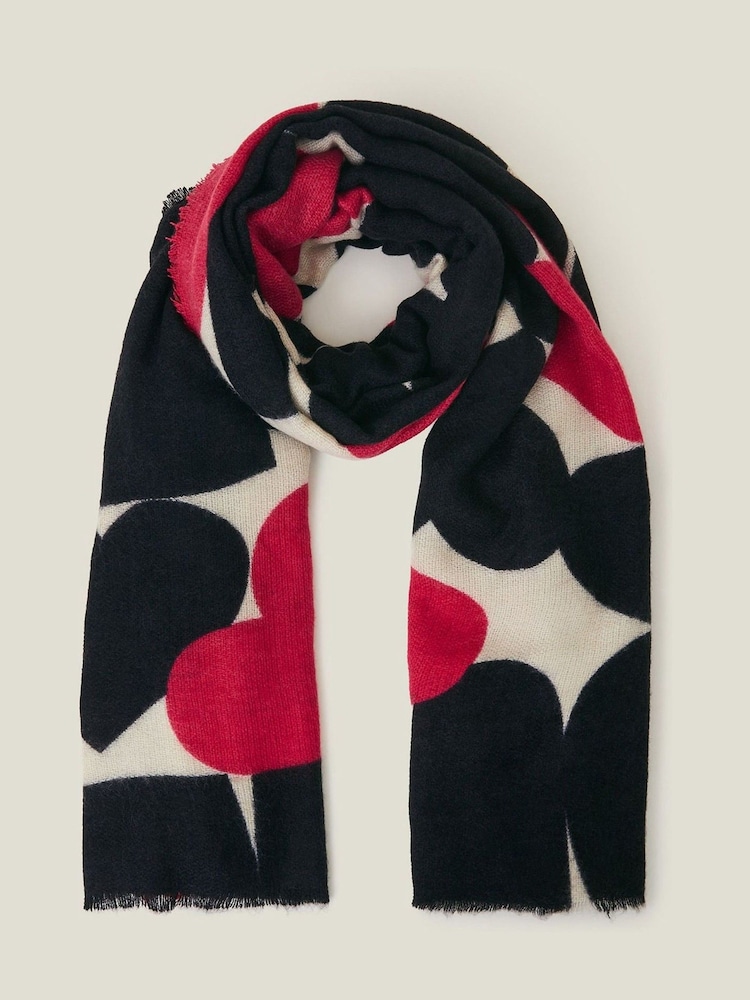 Accessorize Black Love Heart Blanket Scarf - Image 2 of 3