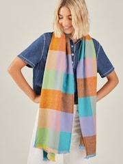 Accessorize Multi Colourblock Check Winter Woven Blanket Scarf - Image 1 of 3