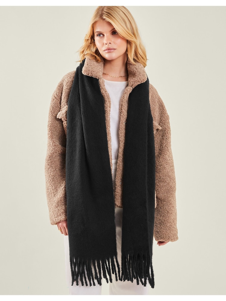 črna - Accessorize navadna tassel zimska šal; ruta - Slika 1 iz 1