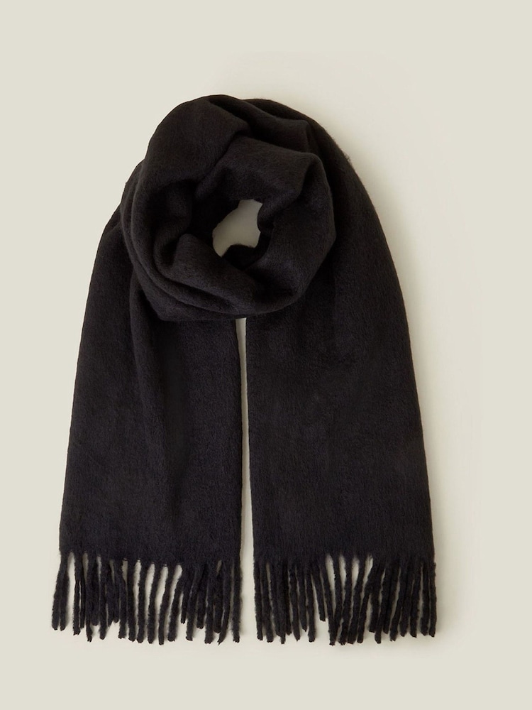 Accessorize Black Plain Tassel Winter Scarf - Image 2 of 5