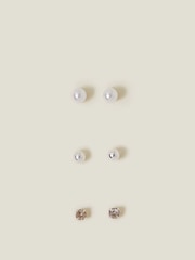 Accessorize Sterling Pearl Mix Stud uhani 3 komplet - Slika 1 iz 3