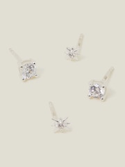 Accessorize White Sterling Silver Plated Star Stud Earrings 2 Pack - Image 1 of 2