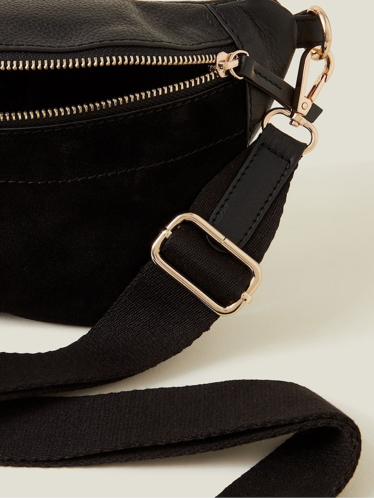 Accessorize Black Leather Sling Bum Bag - Image 2 of 3