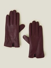 Accessorize Red Fleece Lined Touchscreen Leather Gloves - Image 1 of 2