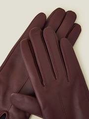 Accessorize Red Fleece Lined Touchscreen Leather Gloves - Image 2 of 2