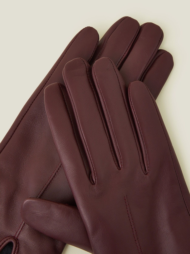 Accessorize Red Fleece Lined Touchscreen Leather Gloves - Image 2 of 2
