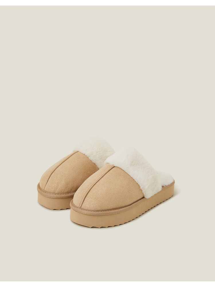 Accessorize Gold Glitter Platform Mule Slippers - Image 4 of 4 Accessorize Gold Glitter Platform Mule Slippers - Image 4 of 4