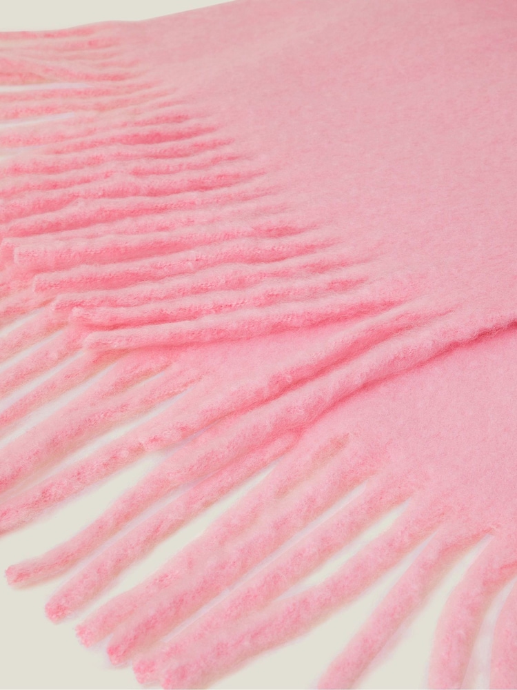 Accessorize Pink Plain Tassel Winter Scarf - Image 2 of 3 Accessorize Pink Plain Tassel Winter Scarf - Image 2 of 3