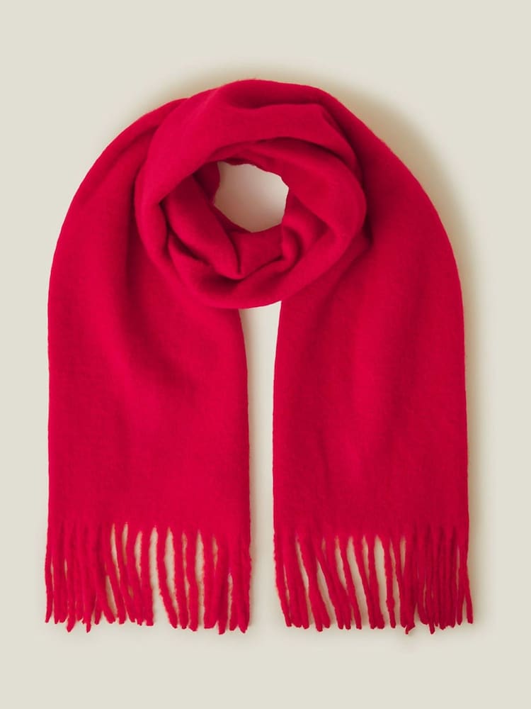 Accessorize Red Plain Tassel Winter Scarf - Image 2 of 5