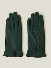Accessorize Green Fleece Lined Touchscreen Winter Leather Gloves - Image 1 of 2