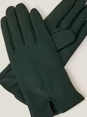 Accessorize Green Fleece Lined Touchscreen Winter Leather Gloves - Image 2 of 2