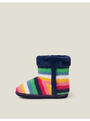 Accessorize Black Fluffy Stripe Boot Slippers - Image 2 of 4