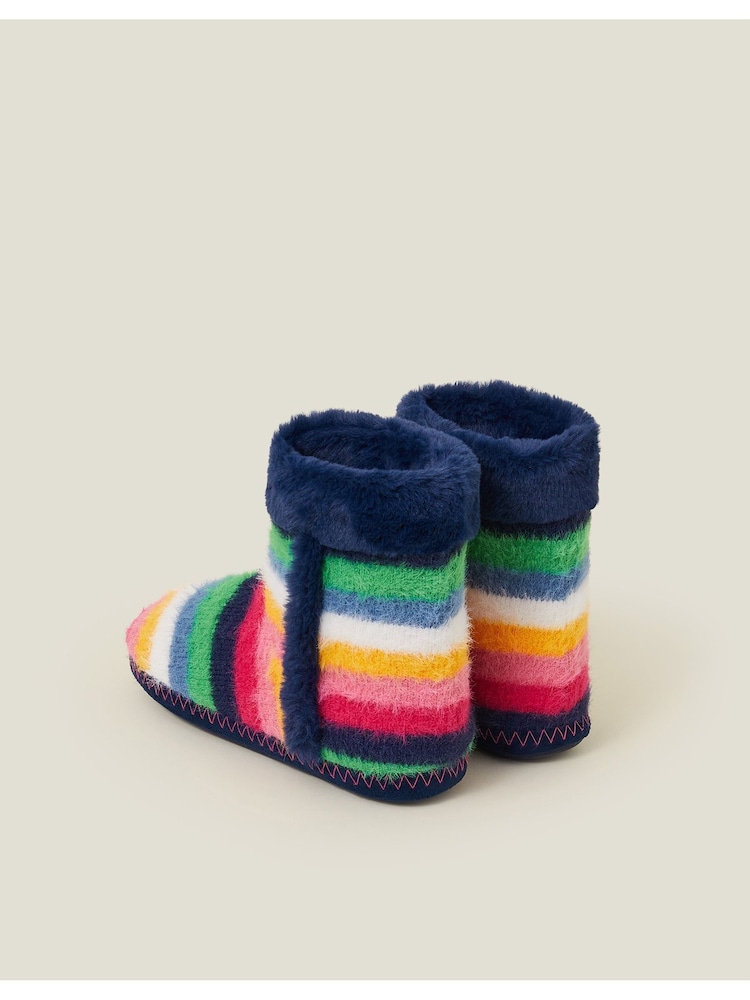 Accessorize Black Fluffy Stripe Boot Slippers - Image 4 of 4