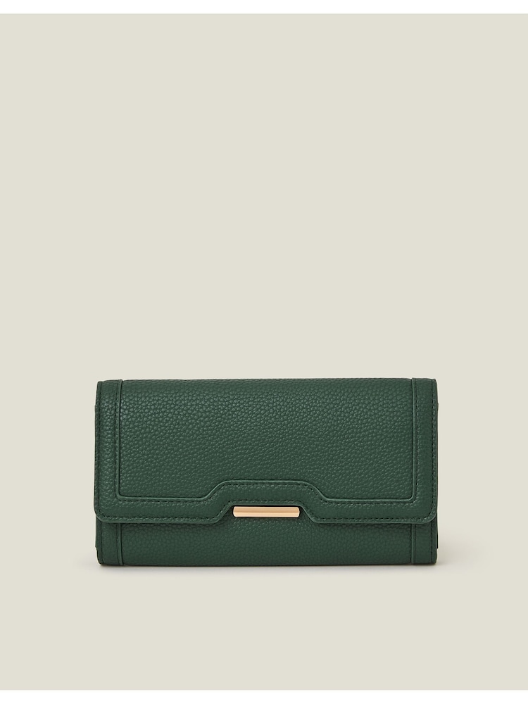 Accessorize Green Metal Detail Faux Leather Purse - Image 1 of 3