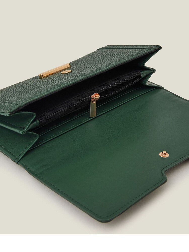 Accessorize Green Metal Detail Faux Leather Purse - Image 3 of 3