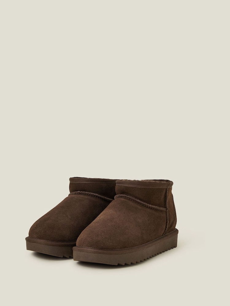 Accessorize Brown Mini Faux Fur-Lined Suede Boots - Image 3 of 3