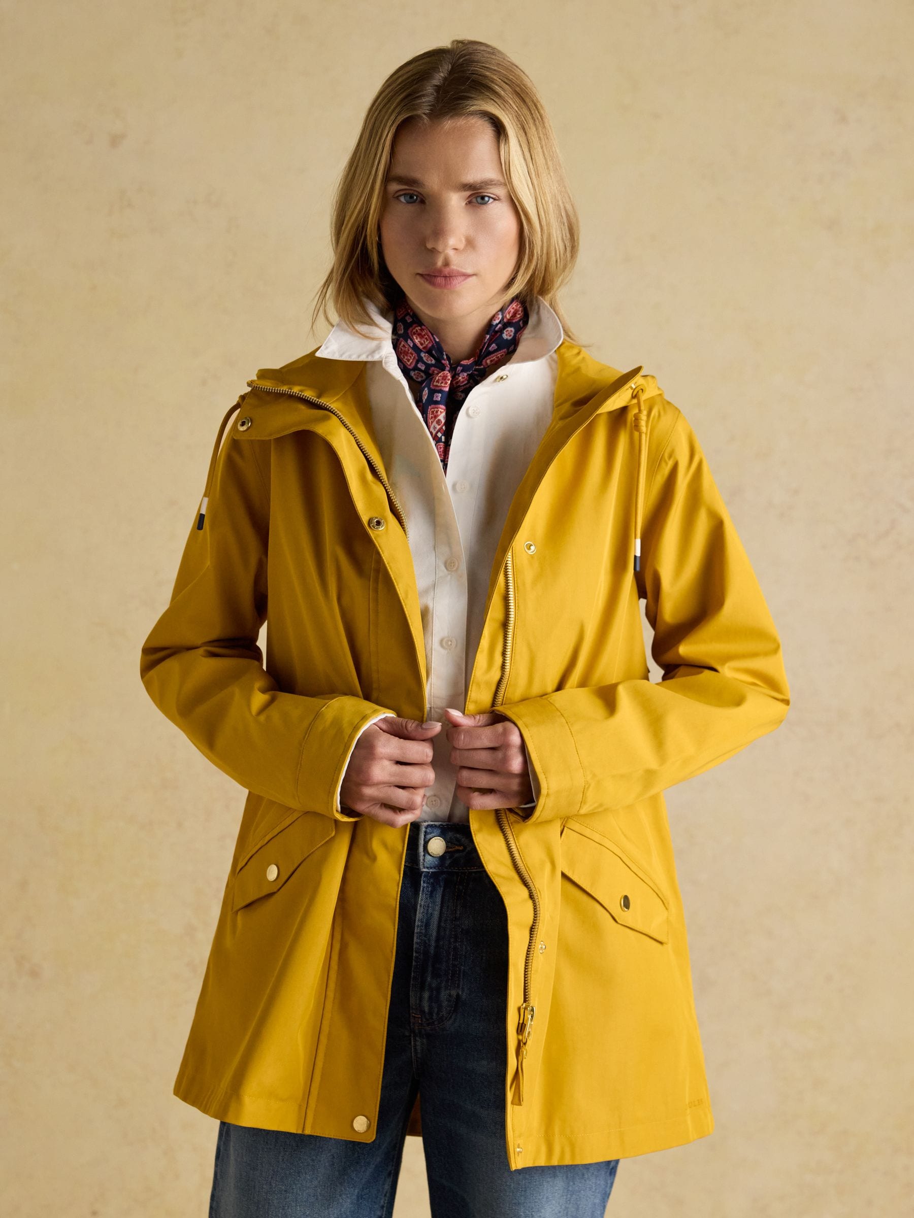 Buy Joules Portwell Yellow Waterproof Raincoat With Hood and