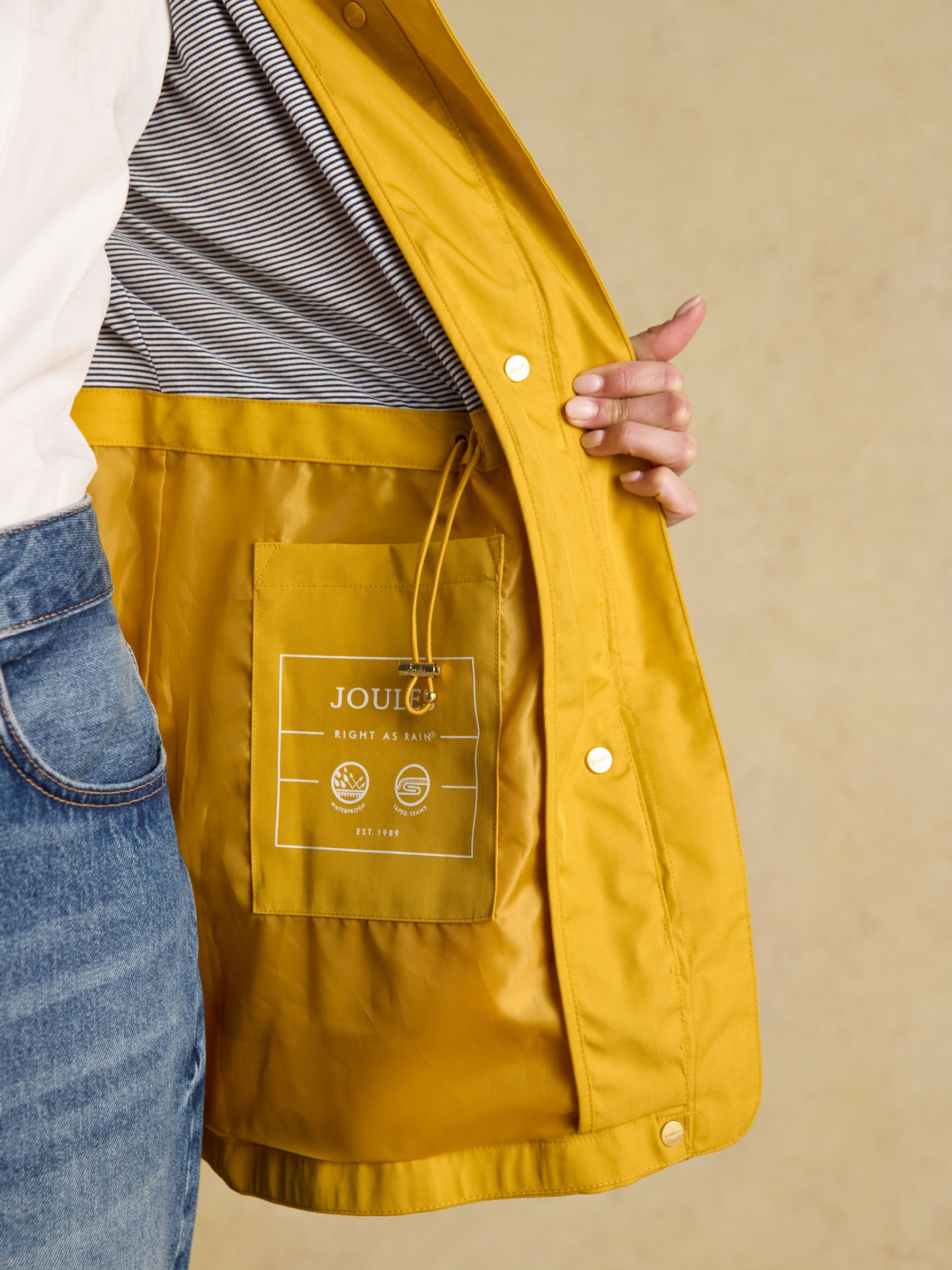 Buy Joules Portwell Yellow Waterproof Raincoat With Hood and