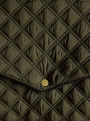 Beatrix Khaki Green Showerproof Diamond Quilted Coat - Image 10 of 12