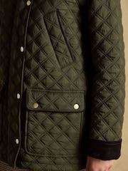 Beatrix Khaki Green Showerproof Diamond Quilted Coat - Image 11 of 12