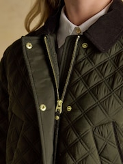 Beatrix Khaki Green Showerproof Diamond Quilted Coat - Image 6 of 12
