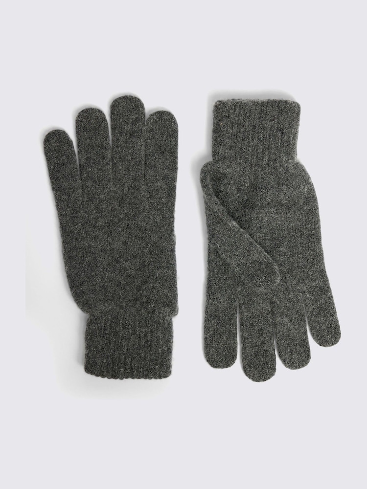 MOSS Grey Cashmere Blend Gloves - Image 1 of 2 MOSS Grey Cashmere Blend Gloves - Image 1 of 2