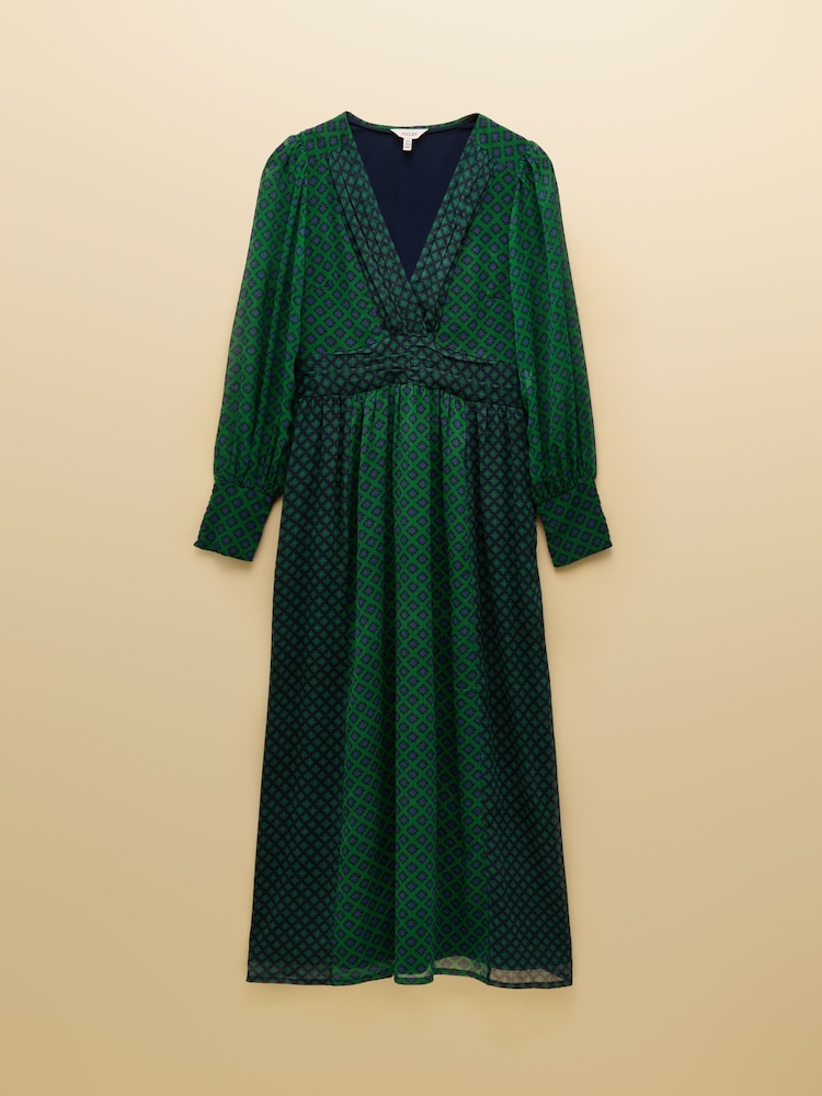 Joules Allegra Green Ruched Hotchpotch Wrap Dress - Image 10 of 10 Joules Allegra Green Ruched Hotchpotch Wrap Dress - Image 10 of 10