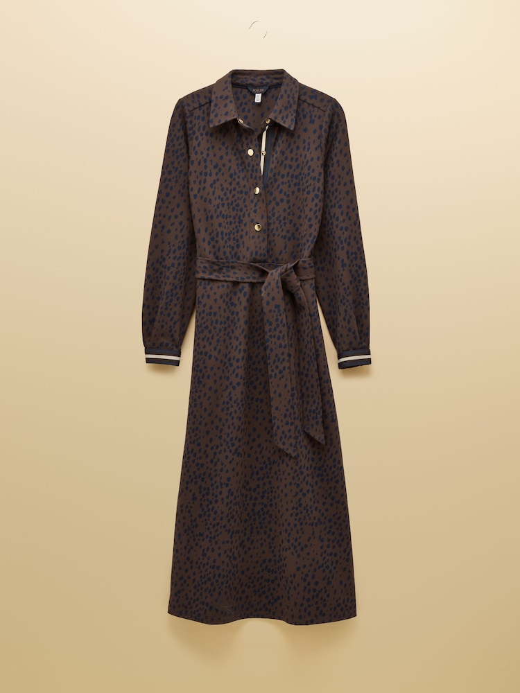 Joules Louisa Brown Spot Tie Waist Ponte Dress - Image 8 of 8 Joules Louisa Brown Spot Tie Waist Ponte Dress - Image 8 of 8