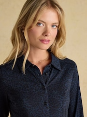 Joules Theodora Cotton Rich Blue Jersey Shirt Dress - Image 3 of 7