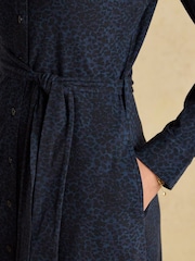 Joules Theodora Cotton Rich Blue Jersey Shirt Dress - Image 5 of 7