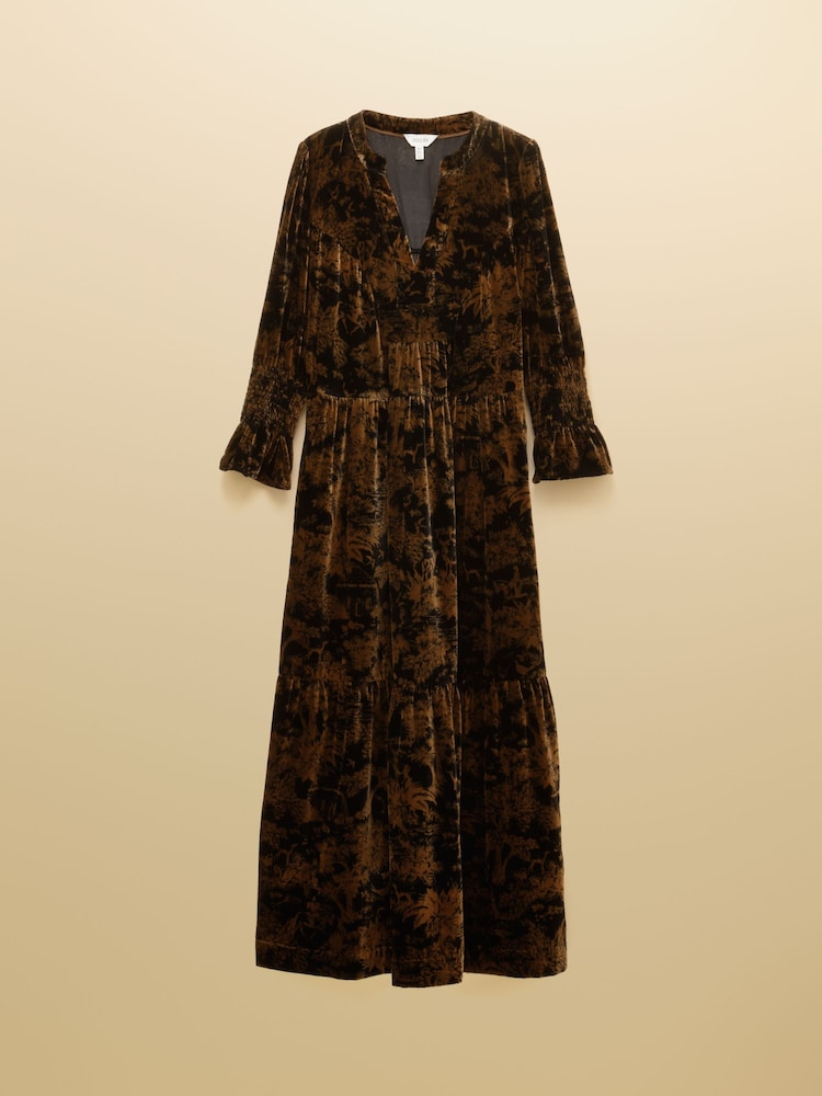 Joules Rosalind Black Toile Velvet V-Neck Dress - Image 7 of 7 Joules Rosalind Black Toile Velvet V-Neck Dress - Image 7 of 7