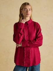 Joules Selene Red Brushed Ruffle Shirt - Image 1 of 8