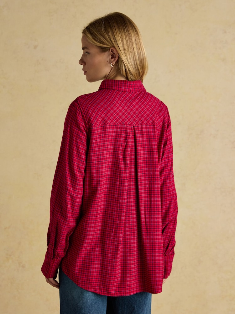 Joules Selene Red Brushed Ruffle Shirt - Image 2 of 8