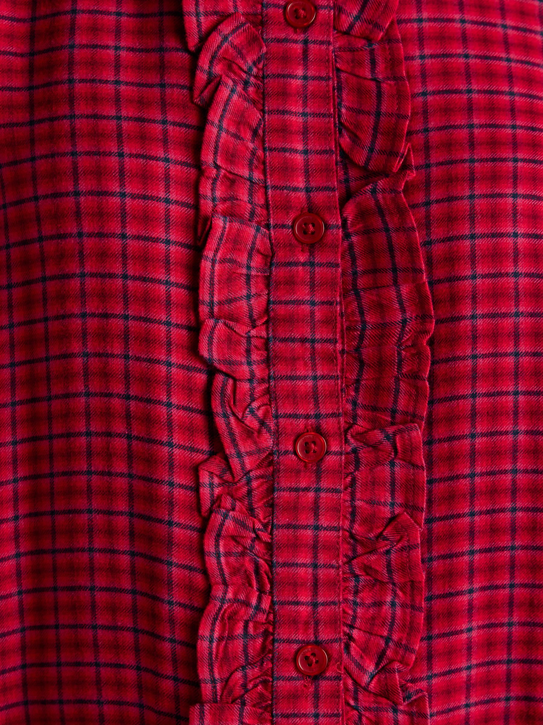 Buy Joules Selene Red Check Brushed Ruffle Shirt from Next USA