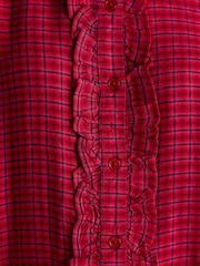 Joules Selene Red Brushed Ruffle Shirt - Image 7 of 8