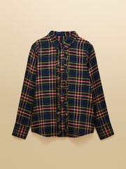 Joules Selene Navy Brushed Ruffle Shirt - Image 10 of 10