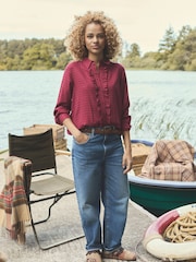 Joules Selene Navy Brushed Ruffle Shirt - Image 3 of 3
