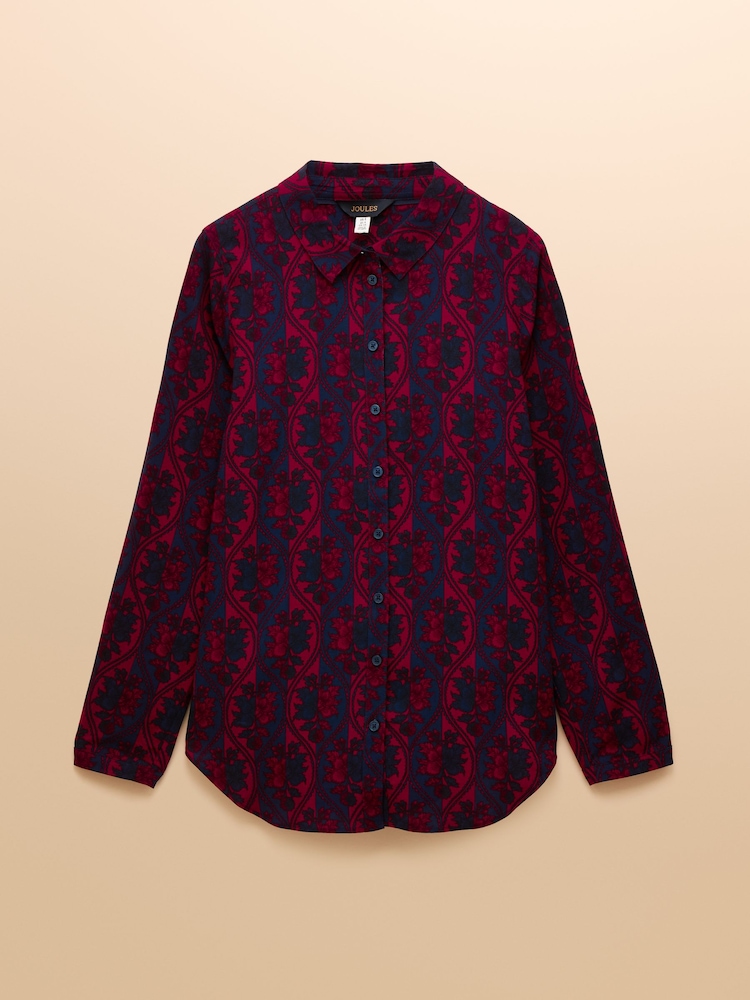 Joules Elvina Burg/White Relaxed Fit Shirt - Image 8 of 8
