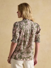 Verde - Joules Silvia Frill Neck Smocked Blouse - Imagem 2 de 9