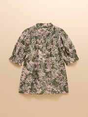 Verde - Joules Silvia Frill Neck Smocked Blouse - Imagem 9 de 9