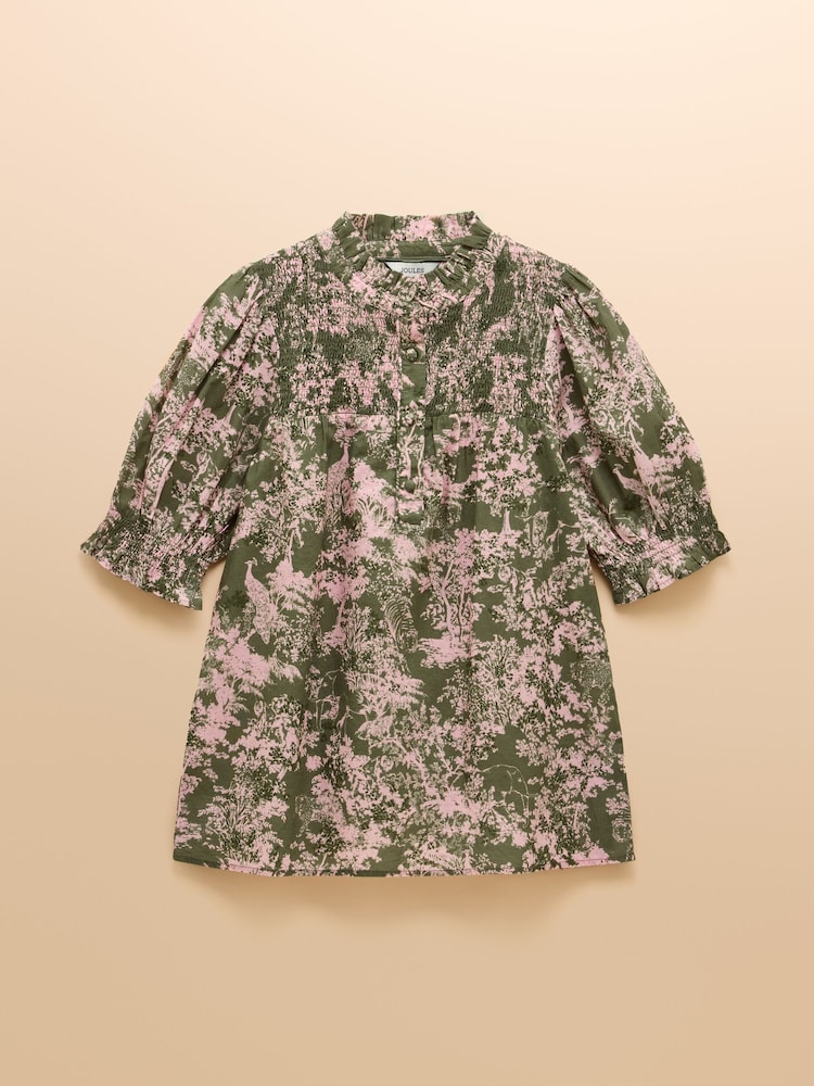 Verde - Joules Silvia Frill Neck Smocked Blouse - Imagem 9 de 9