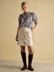 Azul - Joules Silvia Frill Neck Smocked Blouse - Imagem 5 de 7