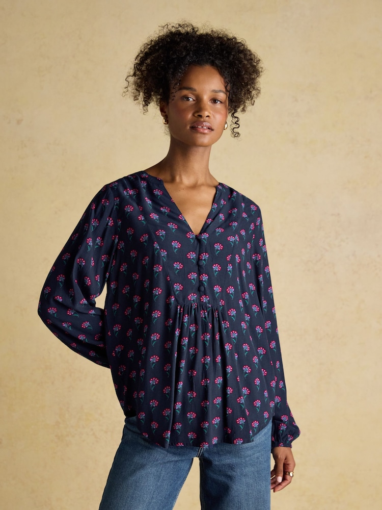 Joules Ava Navy Popover Blouse - Image 1 of 8