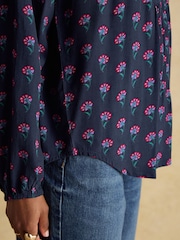 Joules Ava Navy Popover Blouse - Image 6 of 8
