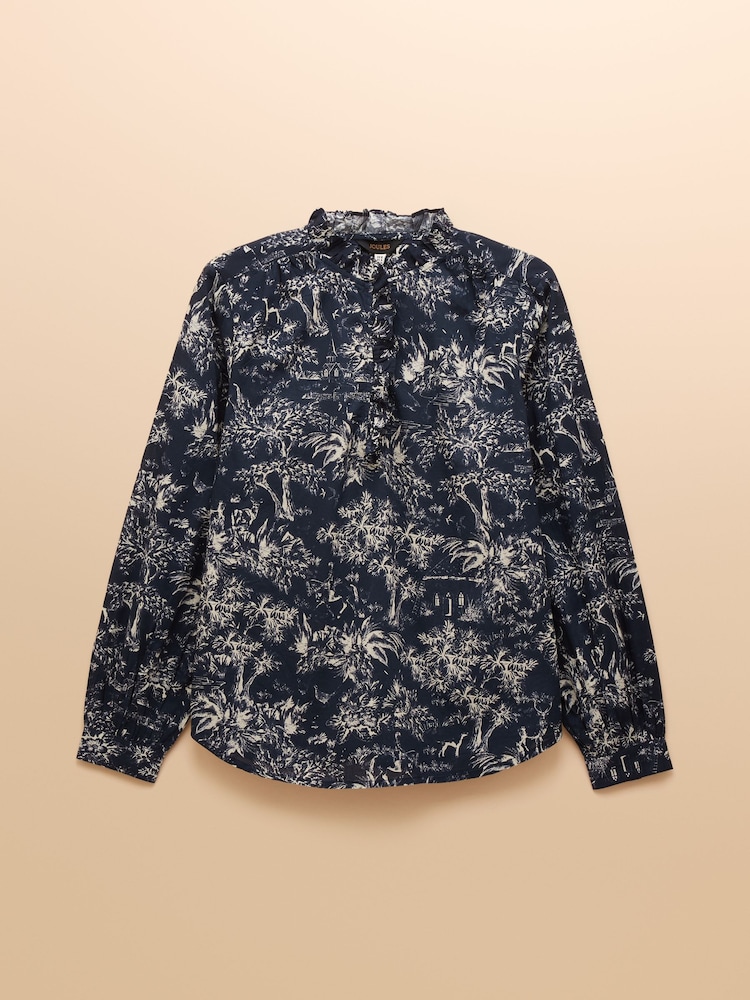 Melanie Navy/White Ruffle Blouse - Image 8 of 8 Melanie Navy/White Ruffle Blouse - Image 8 of 8